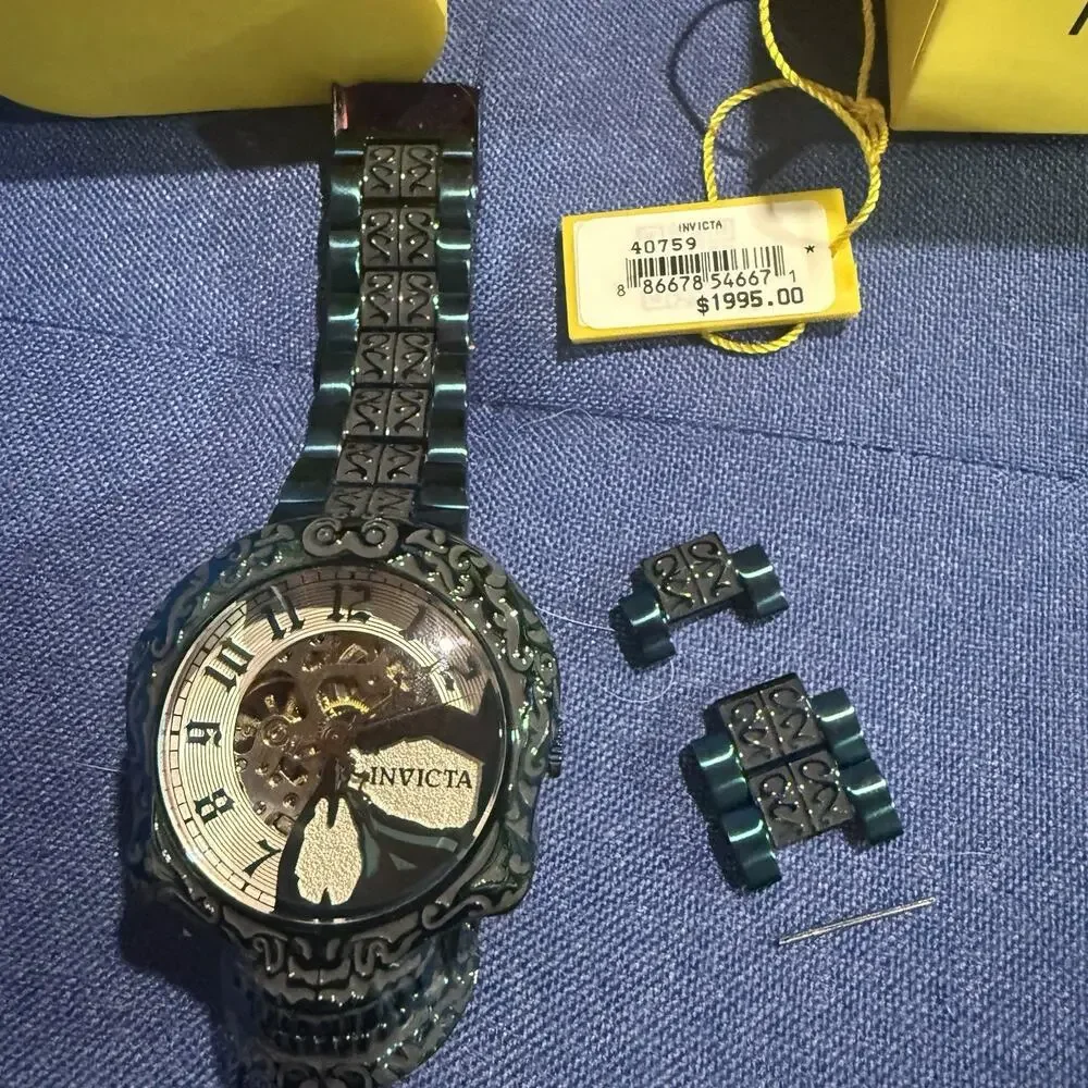 RARE Invicta Men's Artist Automatic Skull Movable Jaw Steel Green Watch-51mm